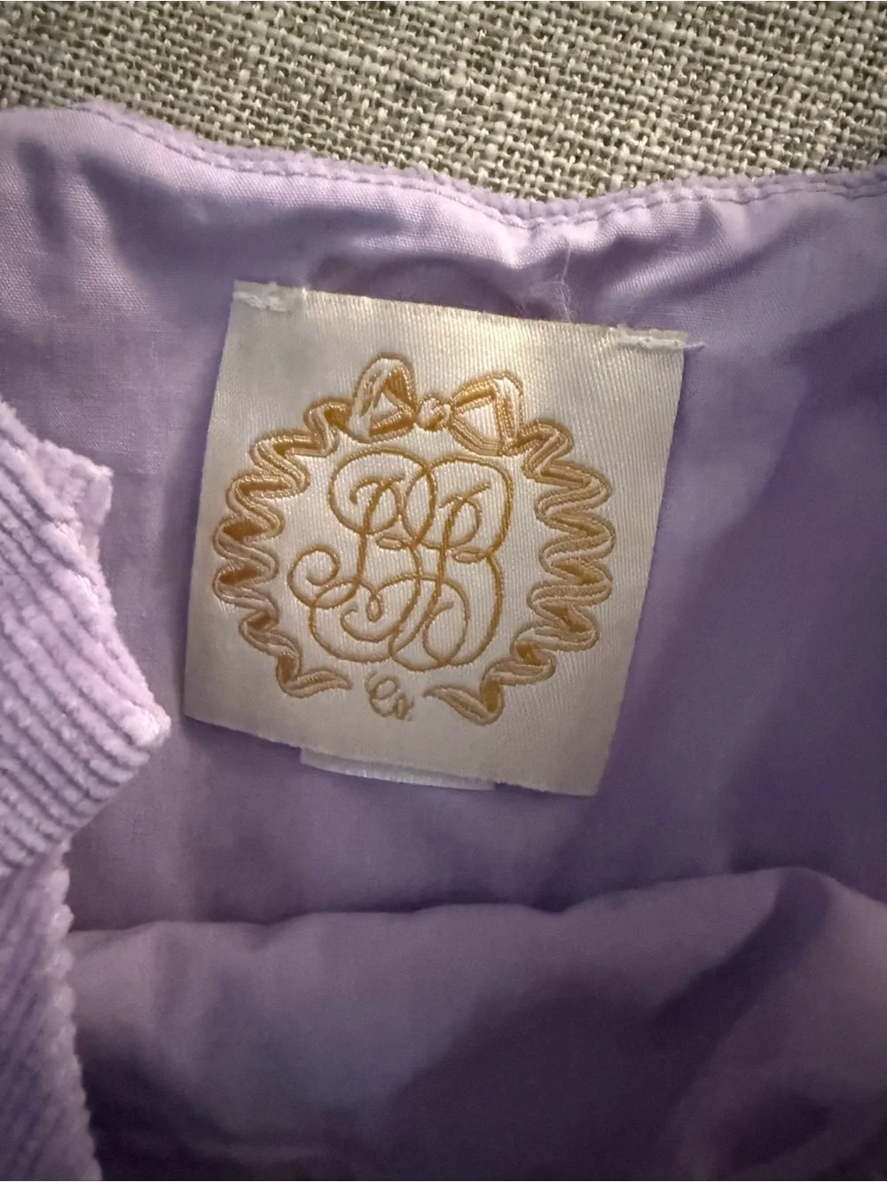 The Beaufort Bonnet Company Lavender and Navy Corduroy Jumper Dress